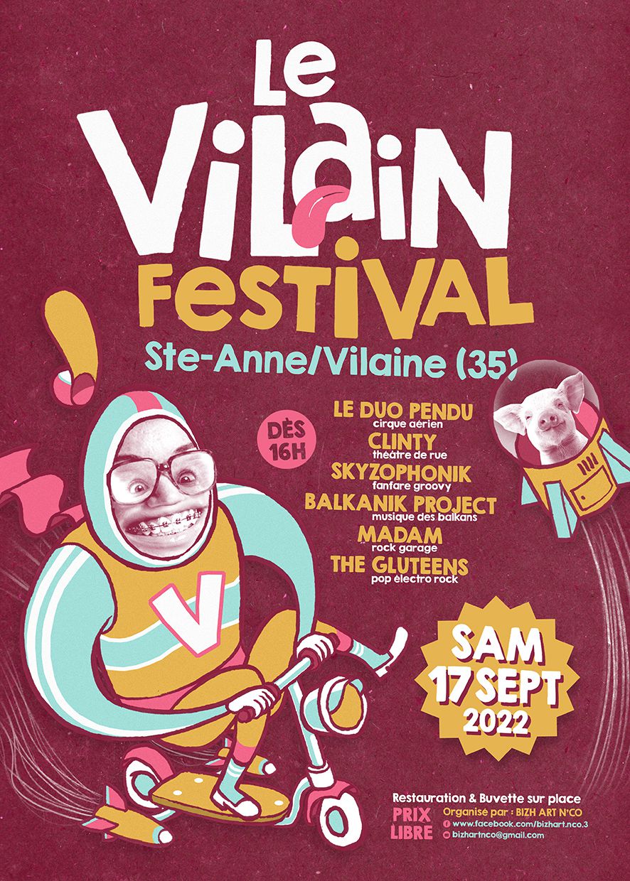 Affiche du Vilain Festival 2e édition, le 17 septembre 2022 à Sainte Anne sur Vilaine (35)