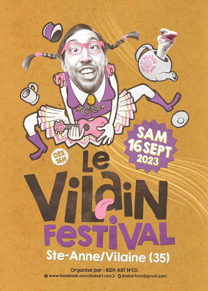 Affiche du Vilain Festival 3e édition, le 16 septembre 2023 à Sainte Anne sur Vilaine (35)